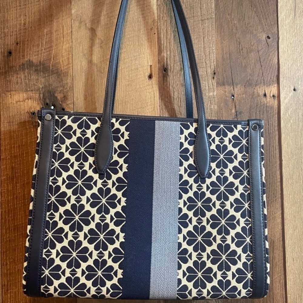 Kate Spade Black and Cream Floral Tote